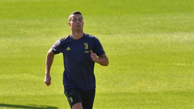 Cristiano Ronaldo runs during a training session at the Juventus Continassa training centre in Turin. AFP