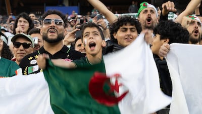 Algeria fans cheer during the match between Jordan and Algeria at San Francisco Bay Area Stadium in Santa Clara. EPA