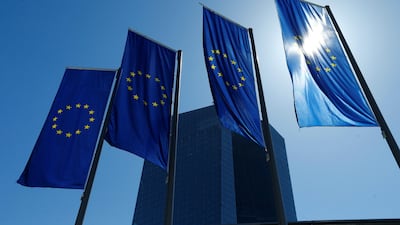 European Union flags outside the headquarters of the European Central Bank in Frankfurt, Germany. Ralph Orlowski/Reuters