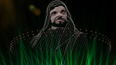 Sheikh Zayed Heritage Festival drone and fireworks New Year’s Eve display held at Al Wathba, Abu Dhabi. Victor Besa / The National