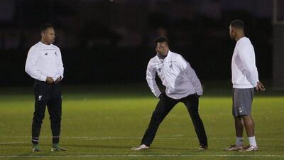 Daniel Sturridge, centre, sustained the foot injury during a training session ahead of Thursday's Europa League match. Ed Sykes / Reuters
