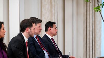 Members of the Paraguayan delegation at Al Shati Palace. Photo: Abdulla Albedwawi / UAE Presidential Court