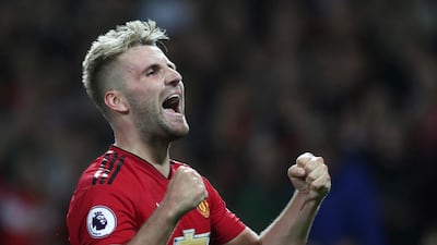 Manchester United's Luke Shaw celebrates after scoring his sides second goal. AP Photo