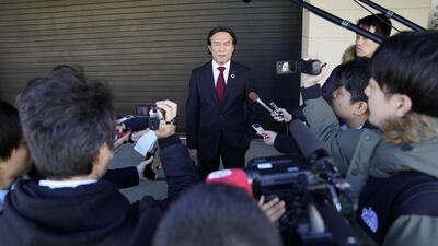 Hitoshi Kawaguchi, former vice president at Nissan, speaks to the media in Tokyo. Mr Kawaguchi, the senior Nissan manager accused by Carlos Ghosn of helping to orchestrate his arrest, said he wasn’t surprised that the former chairman and chief executive officer singled him out at his news conference. Bloomberg