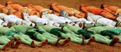 Indian students perform in a cultural program during India's Independence Day celebrations in Bangalore, India. Jagadeesh NZ / EPA.
