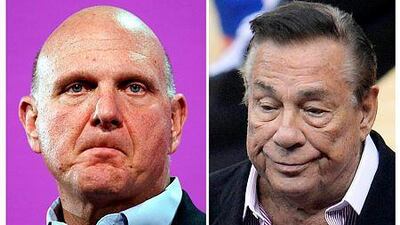 Former Microsoft CEO Steve Ballmer, left, officially became the new owner of the Los Angeles Clippers on August 12, 2014 in an estimated $2 billion deal after months of legal wrangling. The team went on the block after the NBA slapped a life ban on her estranged husband and its owner, Donald Sterling, right, who bought the club in 1981 for $12.5 million. AFP PHOTO / FILES