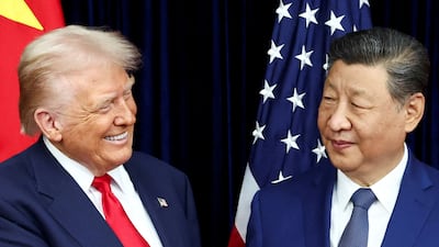 President Donald Trump and Chinese President Xi Jinping on the sidelines of the APEC summit, in Busan, South Korea, October 30, 2025. Reuters