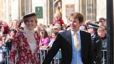 James Blunt and Sofia Wellesley arriving at the wedding of Ellie Goulding and Caspar Jopling. GC Images