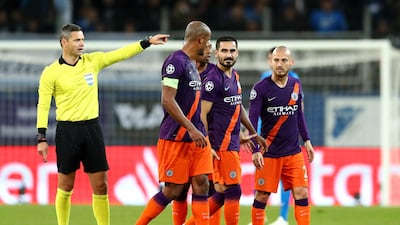 Ilkay Gundogan of Manchester City walks off the pitch injured. Getty Images