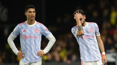 United's Cristiano Ronaldo and Bruno Fernandes. Reuters