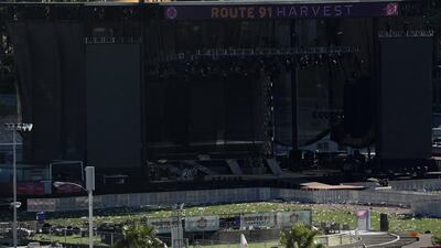 The scene in front of the stage following a mass shooing at the Route 91 Harvest Country Music Festival on the Las Vegas Strip in Las Vegas, Nevada, US. Mike Blake / Reuters