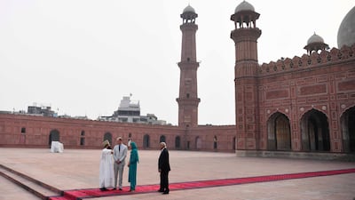 Britain's William (2nd L) and Catherine (2nd R), Duke and Duchess of Cambridge visit the Badshahi Mosque at Lahore in Pakistan, 17 October, 2019. The Cambridge's are engaging in a royal tour of Pakistan from 14 - 18 October 2019. EPA