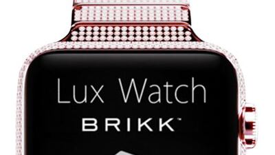 Brikk rose gold & diamond Encrusted Deluxe 38mm Lux Watch Omni is now available at Moda Operandi. Courtesy of The Qode