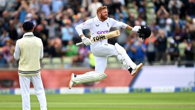 Jonny Bairstow celebrates reaching his century that came off 119 balls. Getty