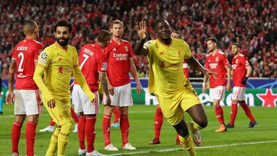 Konate celebrates scoring their first goal. Action Images