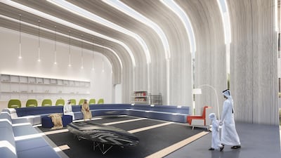 Interior of the Capsule Pod, which is designed to seat 25 guests and is comprised of wide arches that allow light to fall between the gaps.