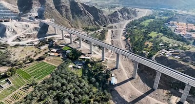 An Etihad Rail bridge in Fujairah. The train will pass through spectacular scenery on its way to the east