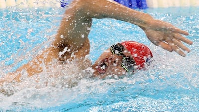Jonathan Pierce of USA competes in the 200m Freestyle during the swimming at the Special Olympics.