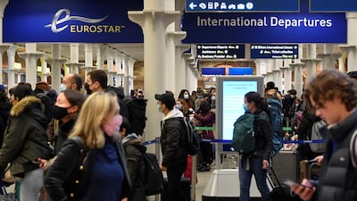 Passengers queue to board Eurostar trains to France at St. Pancras International station in December. Reuters