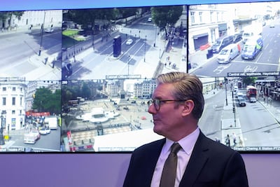 Prime Minister Keir Starmer in the Metropolitan Police Command and Control Special Operations Room in London. AFP