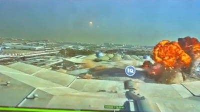 An explosion following a drone strike at Kuwait International Airport. AFP