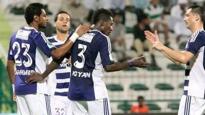 Asamoah Gyan after scoring the first goal against Al Shabab.