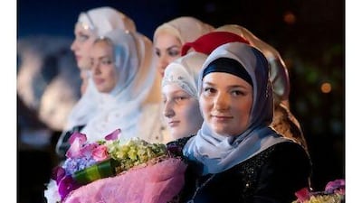 Medni Kadyrova at the debut show of her label, Firdaws, at the One&Only, Dubai.