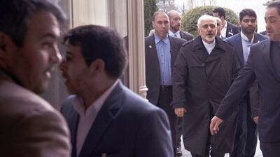 Iranian foreign minister Javad Zarif arrives at the Beau Rivage Palace Hotel on April 2, 2015, in Lausanne, Switzerland. Brendan Smialowski, Pool/AP Photo