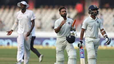 Rishabh Pant, centre, has shown plenty of promise with the bat for India. AP Photo