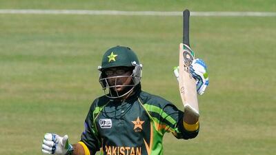 Pakistan's Imam-ul-Haq of Pakistan celebrates his half-century during the Under 19 World Cup against Sri Lanka on February 22, 2014. Getty Images