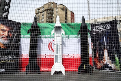 A display in Tehran symbolising Iranian missiles. Reuters
