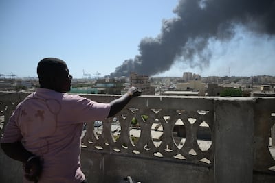 The aftermath of a drone strike on Port Sudan. AFP