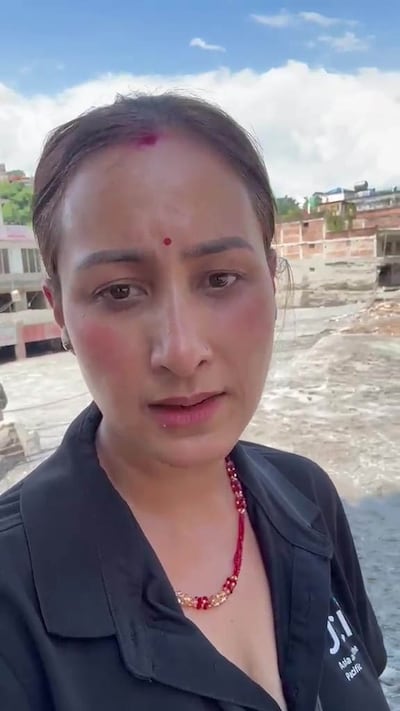 Nepali citizen Rajani Thapa is travelling with aid workers to places with no road access to deliver food, medical supplies and sanitary pads. Photo: Rajani Thapa