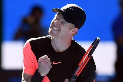 Kyle Edmund celebrates after defeating Grigor Dimitrov in the Australian Open quarter-finals. Julian Smith / EPA
