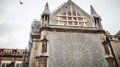 A view of the north side of the Notre-Dame Cathedral six months after a fire ravaged the roof of the most visited monument in Paris. EPA