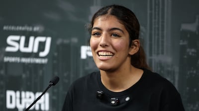 PFL fighter Zamzam Al Hammadi ahead of her fight against Abeer Mansour Anwar Hassan. Chris Whiteoak / The National