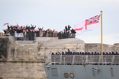 A classic scene of departure as HMS Dragon sets sail from Portsmouth Harbour. Leon Neal / Getty Images