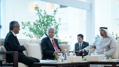 President Sheikh Mohamed meets Mr Ismail at Al Shati Palace.