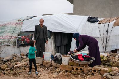 Haider Sido and his family live in a tent after being displaced by the earthquake. Moawia Atrash for The National