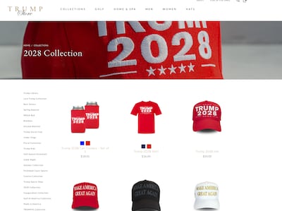 A screengrab from the official Trump store, taken on October 29, 2025.