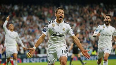 Javier Hernandez shown during a Champions League match with Real Madrid during his loan stint in April 2015. Juan Medina / Reuters