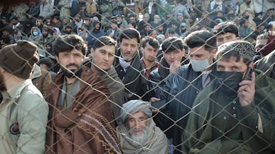 Spectators watch a match at the Buzkashi league in Kabul, Afghanistan. Buzkashi is a traditional sport in which horse-mounted players attempt to place a goat or calf carcass in a goal. EPA