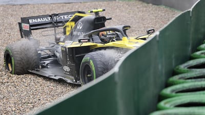 Renault's Nico Hulkenberg, who had been as high as second, crashed out. AFP