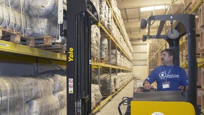 Ninety-four tonnes of high-energy biscuits have been shipped out of the UN Humanitarian Response Depot in Dubai. Kevin J Larkin for The National