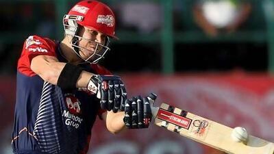 David Warner connects for Delhi Daredevils in a match during last year’s Indian Premier League. Warner will face a disciplinary hearing with Cricket Australia after his Twitter outburst against Australian cricket journalists Robert Craddock and Malcolm Conn of News Limited.
