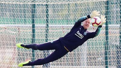 Barcelona's goalkeeper Marc Andre ter Stegen makes a save. EPA