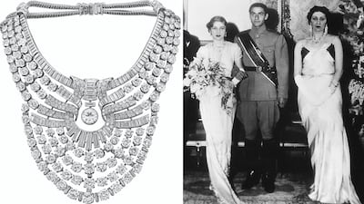 Queen Nazli of Egypt, right, in 1938. Getty Images / Van Cleef & Arpels
