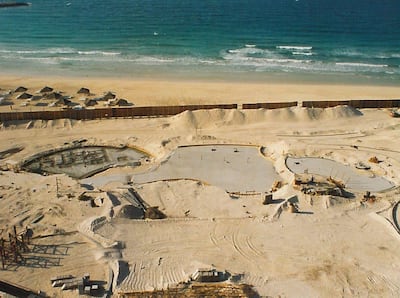 Barasti's prime beach-front location under constriction in the 1990s. Photo: Barasti