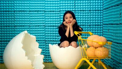 Situated on the third floor of a Shanghai shopping mall, 'The Egg House' is the work of Chinese creator Xu Biubiu and is her second installation -- the first was in New York and another is planned for Los Angeles in November AFP