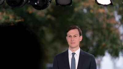 Senior Adviser Jared Kushner gives a TV interview as he returns to the White House in Washington, DC. EPA